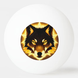 Radiant Wolf Face beleuchtet durch goldenes Licht Tischtennisball