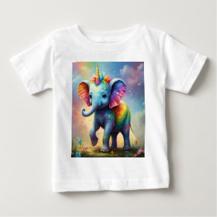 Radiant Wonders: Der Rainbow Baby Unicorn Elephant Baby T-shirt