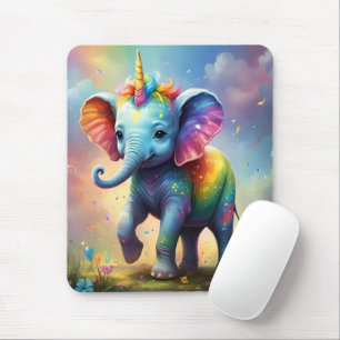 Radiant Wonders: Der Rainbow Baby Unicorn Elephant Mousepad