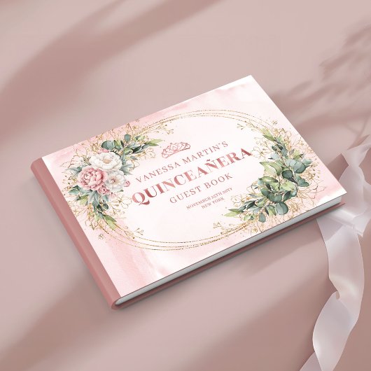 Radiante Libro de Firmas XV Años Flores y Eucalipt Gästebuch