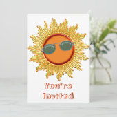 Radiante Sonne mit Sonnenbrille Einladung (Stehend Vorderseite)