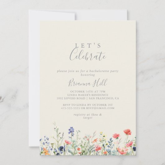 Radiante Wildblume Feiern wir Party Einladung (Vorderseite)