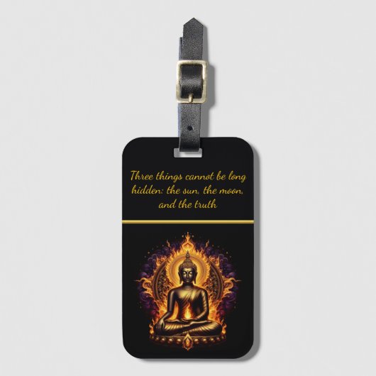 Radianter Buddha, umgeben von Flammen. Generative Gepäckanhänger (Vorderseite Vertikal)