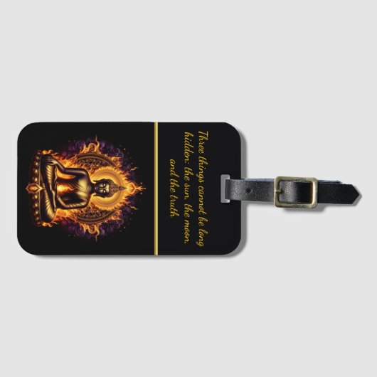 Radianter Buddha, umgeben von Flammen. Generative  Gepäckanhänger (Vorderseite (Horizontal))