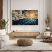 Radianter Sonnenaufgang über dem Ozean Poster