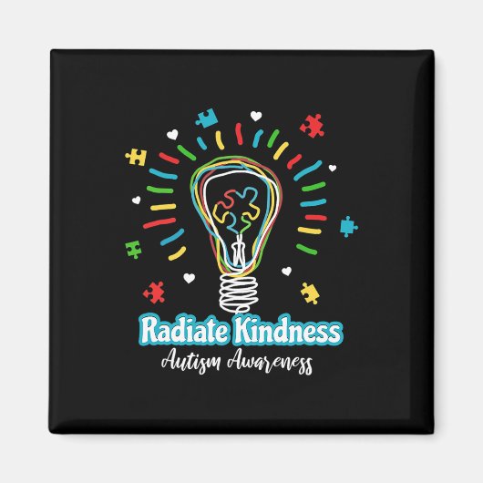 Radiate Kindness Lightbulle Autismus Awareness Tea Magnet (Vorne)