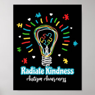 Radiate Kindness Lightbulle Autismus Awareness Tea Poster