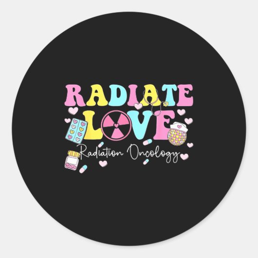 Radiate Love Radiation Oncology Valentine's Day Ra Runder Aufkleber (Vorderseite)