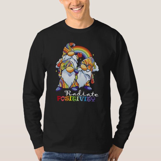 Radiate Positivity rainbow gnomes clouds T-Shirt (Vorderseite)