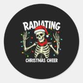 Radiating Christmas Cheer Skeleton Christmas Light Runder Aufkleber (Vorderseite)