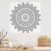Radiating Starburst Mandala with Tribal Geometry Poster (Küche)