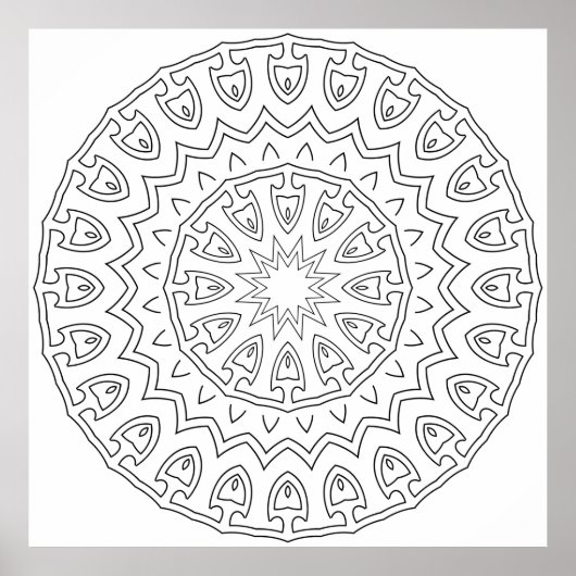 Radiating Tribal Petal Mandala with Star Core Poster (Vorne)