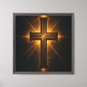 Radiation Golden Cross Wall Art - Spirituelles Glü Leinwanddruck