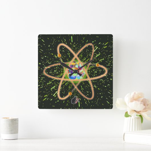 Radical Atomic Quadratische Wanduhr (Zuhause)