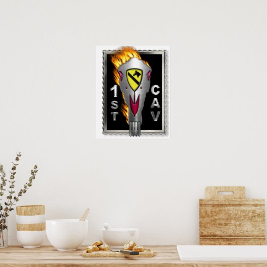 Radical Flaming Horse Skull 1. Kavallerie Division Poster (Küche)