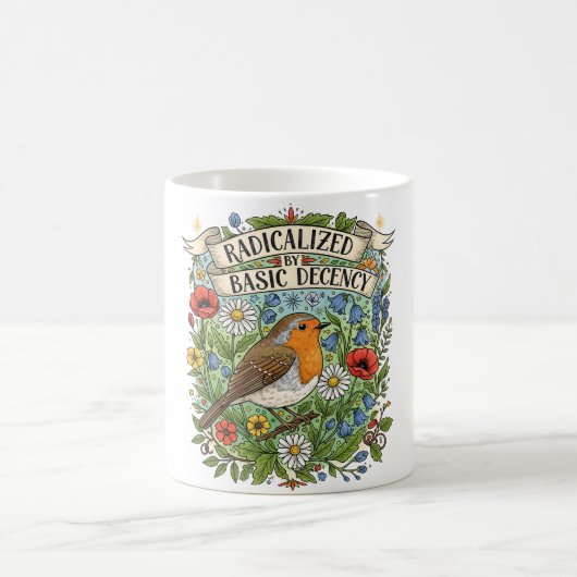 Radicalized by Basic Decency Aesthetic Art Bird Kaffeetasse (Mittel)