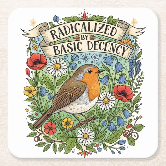 Radicalized by Basic Decency Aesthetic Art Bird Rechteckiger Pappuntersetzer (Vorderseite)