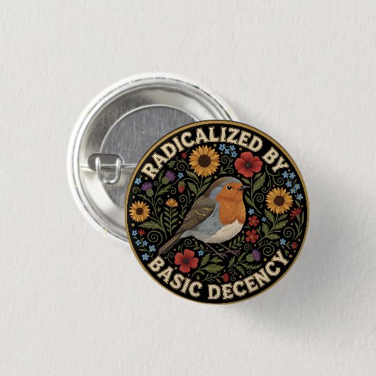 Radicalized by Basic Decency Birds lovers Button (Vorne & Hinten)