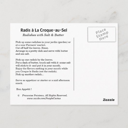 Radien mit Salz & Butter Postkarte (Rückseite)