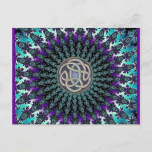 Radierendes Fraktal Mandala Grunge Celtic Knot Postkarte