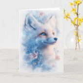 Radierer Winterfuchs mit Blüten und blauen Augen Karte (Gelbe Blume)