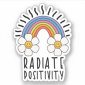 Radierposition | Farbiger Regenbogen und Blume Aufkleber (Vorderseite)