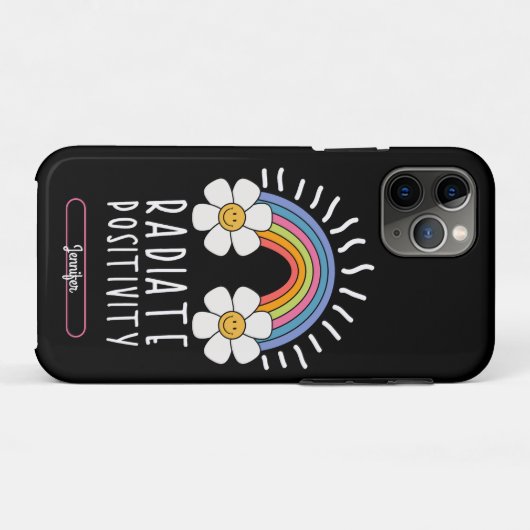 Radierposition | Farbiger Regenbogen und Blume Case-Mate iPhone Hülle (Rückseite (Horizontal))