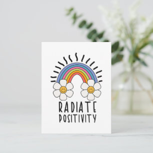 Radierposition Farbiger Regenbogen und Blume Feiertagspostkarte