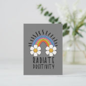 Radierposition | Farbiger Regenbogen und Blume Feiertagspostkarte (Stehend Vorderseite)