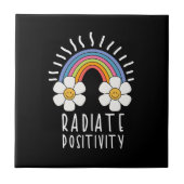 Radierposition | Farbiger Regenbogen und Blume Fliese (Vorderseite)