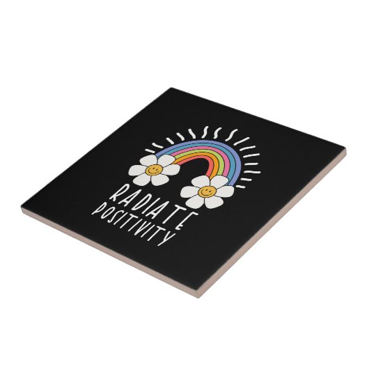 Radierposition | Farbiger Regenbogen und Blume Fliese (Seite)