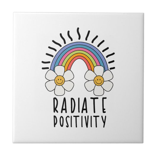 Radierposition | Farbiger Regenbogen und Blume Fliese (Vorderseite)