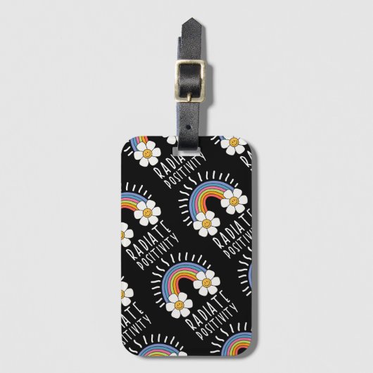 Radierposition | Farbiger Regenbogen und Blume Gepäckanhänger (Vorderseite Vertikal)