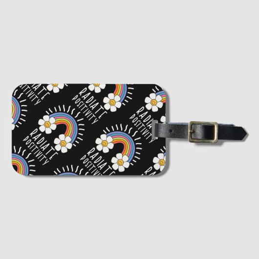 Radierposition | Farbiger Regenbogen und Blume Gepäckanhänger (Vorderseite (Horizontal))
