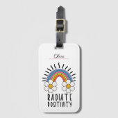 Radierposition | Farbiger Regenbogen und Blume Gepäckanhänger (Vorderseite Vertikal)