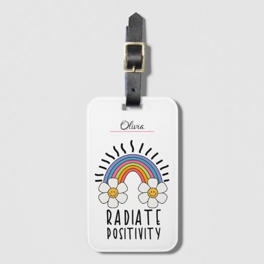 Radierposition | Farbiger Regenbogen und Blume Gepäckanhänger (Vorderseite Vertikal)