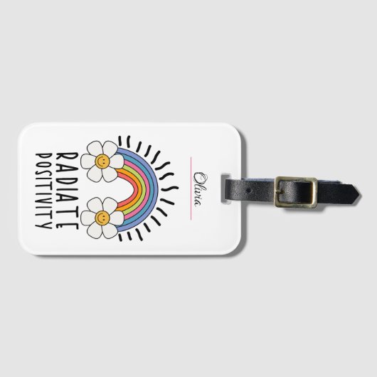 Radierposition | Farbiger Regenbogen und Blume Gepäckanhänger (Vorderseite (Horizontal))