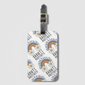 Radierposition | Farbiger Regenbogen und Blume Gepäckanhänger (Vorderseite Vertikal)