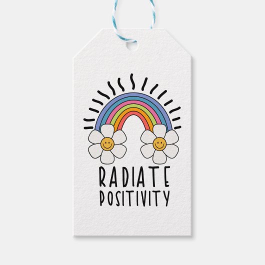 Radierposition | Farbiger Regenbogen und Blume Geschenkanhänger (Vorderseite)