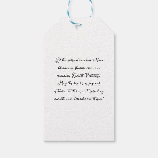 Radierposition | Farbiger Regenbogen und Blume Geschenkanhänger (Rückseite)