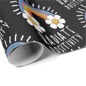 Radierposition | Farbiger Regenbogen und Blume Geschenkpapier (Rolleneckpunkt)