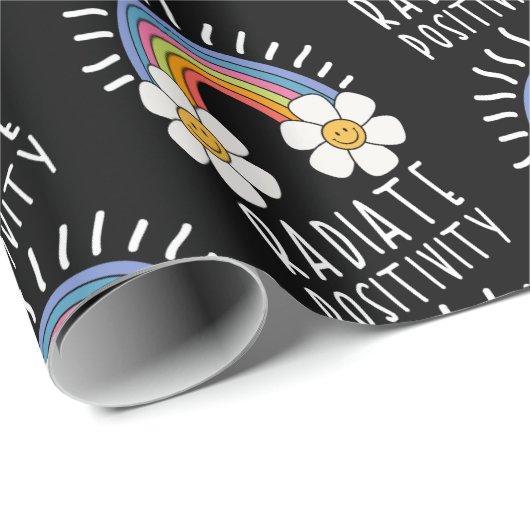 Radierposition | Farbiger Regenbogen und Blume Geschenkpapier (Rolleneckpunkt)