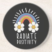 Radierposition | Farbiger Regenbogen und Blume Getränkeuntersetzer (Vorne)