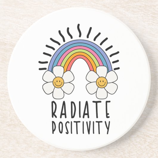 Radierposition | Farbiger Regenbogen und Blume Getränkeuntersetzer (Vorne)
