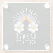 Radierposition | Farbiger Regenbogen und Blume Glasuntersetzer (Rückseite)