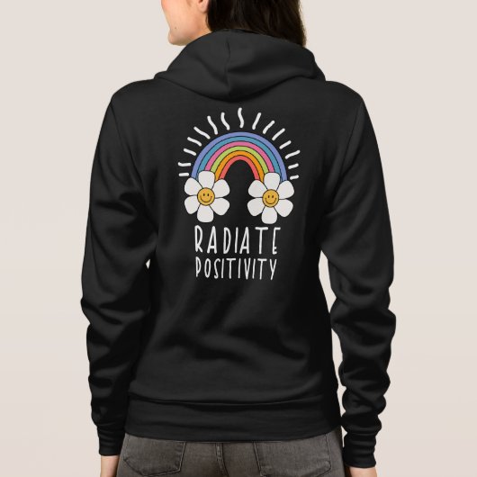 Radierposition | Farbiger Regenbogen und Blume Hoodie (Rückseite)
