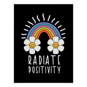 Radierposition   Farbiger Regenbogen und Blume Poster