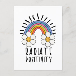 Radierposition   Farbiger Regenbogen und Blume Postkarte
