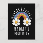 Radierposition | Farbiger Regenbogen und Blume Postkarte (Vorderseite)