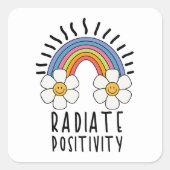 Radierposition | Farbiger Regenbogen und Blume Quadratischer Aufkleber (Vorderseite)